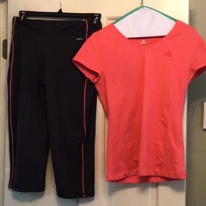 Adidas Climate Capri workout pant/top